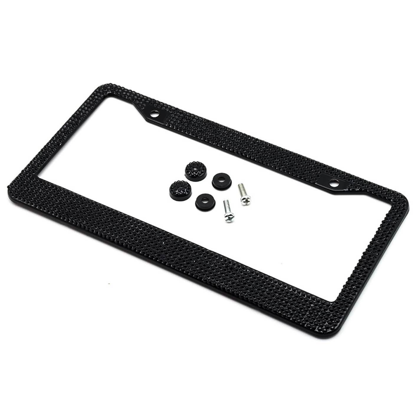 2-Pack: Metal License Plate Frame With Glitter Bling Rhinestone Diamonds