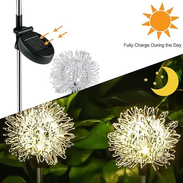 2-Pack: Outdoor Solar Dandelion Lawn Lights