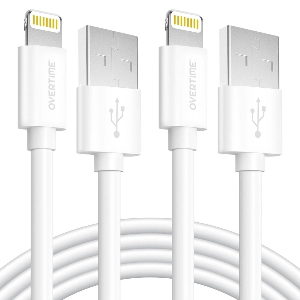 2-Pack: Overtime Apple MFI Certified iPhone Charger Lightning Cable 10 Foot