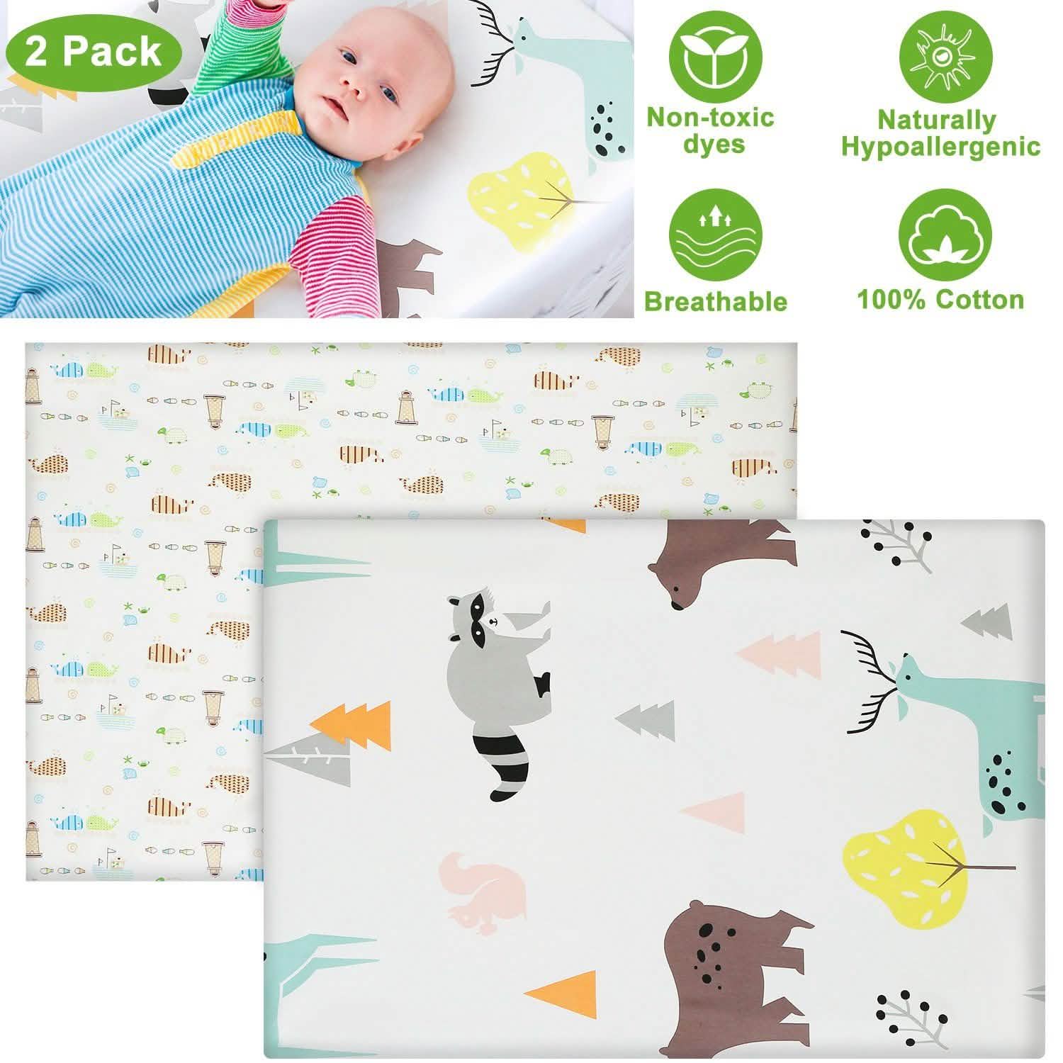 2-Pack: Pack N Play Portable Crib Sheet