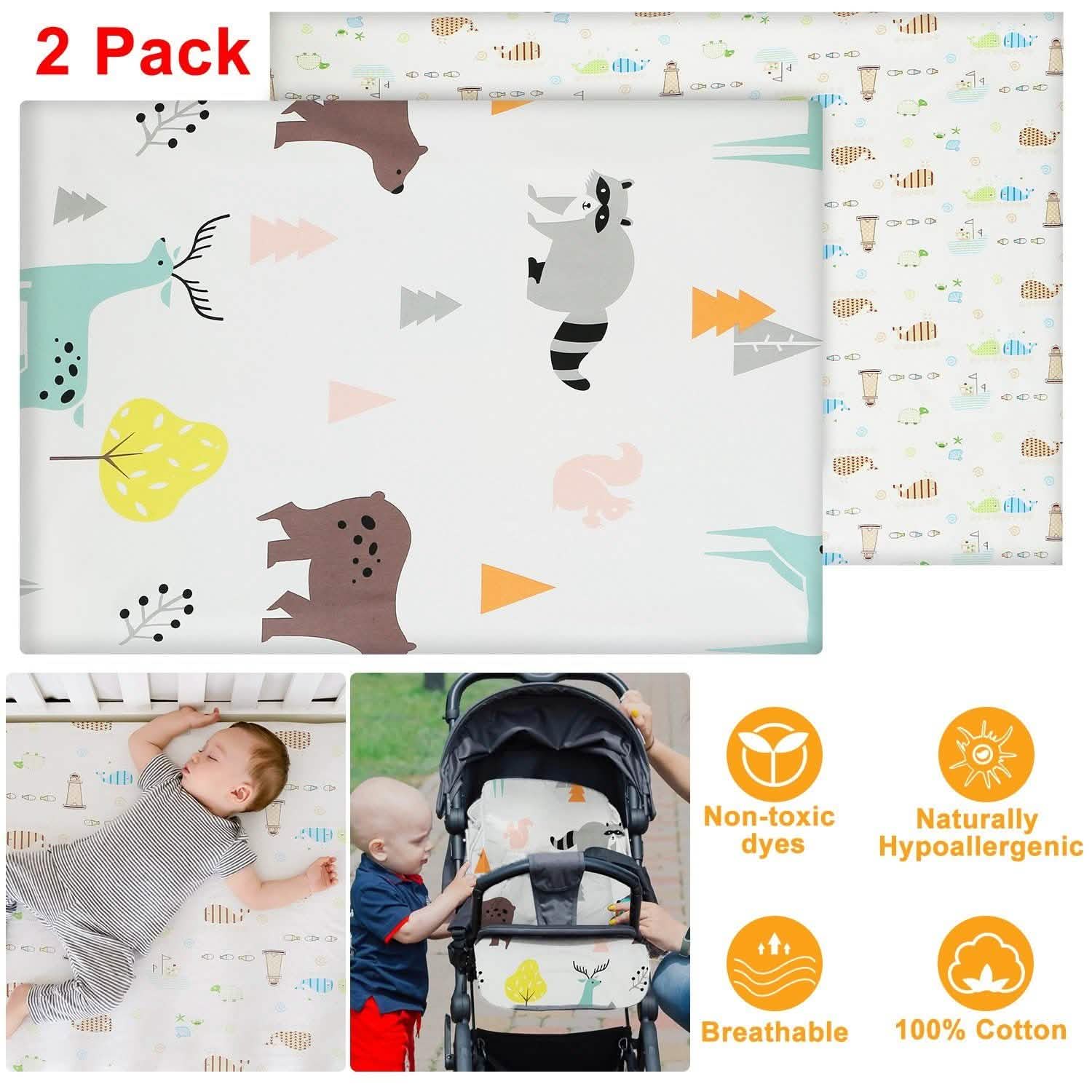 2-Pack: Pack N Play Portable Crib Sheet