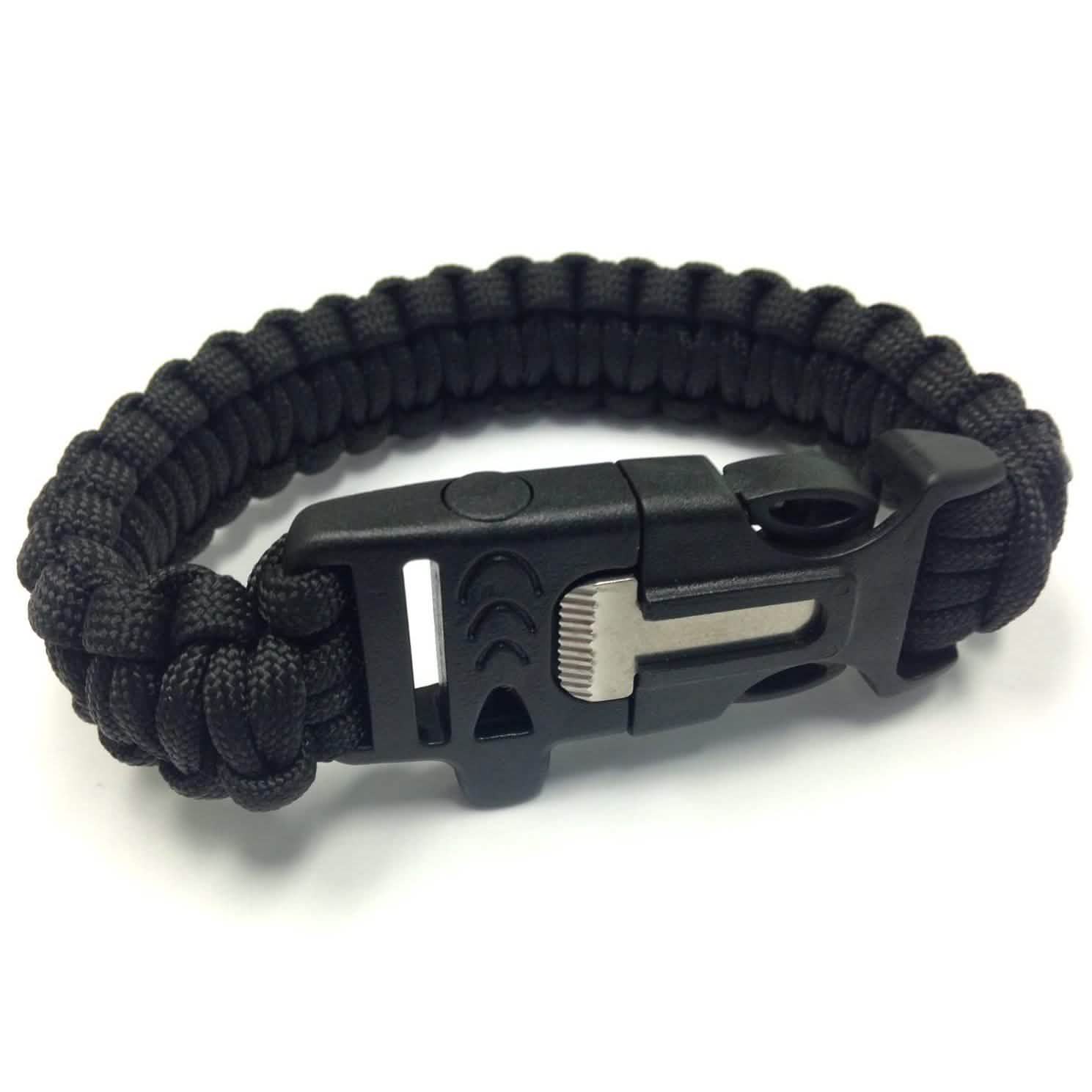2-Pack: Paracord Survival Bracelet with Flint Scraper, Whistle and Cutting Tool
