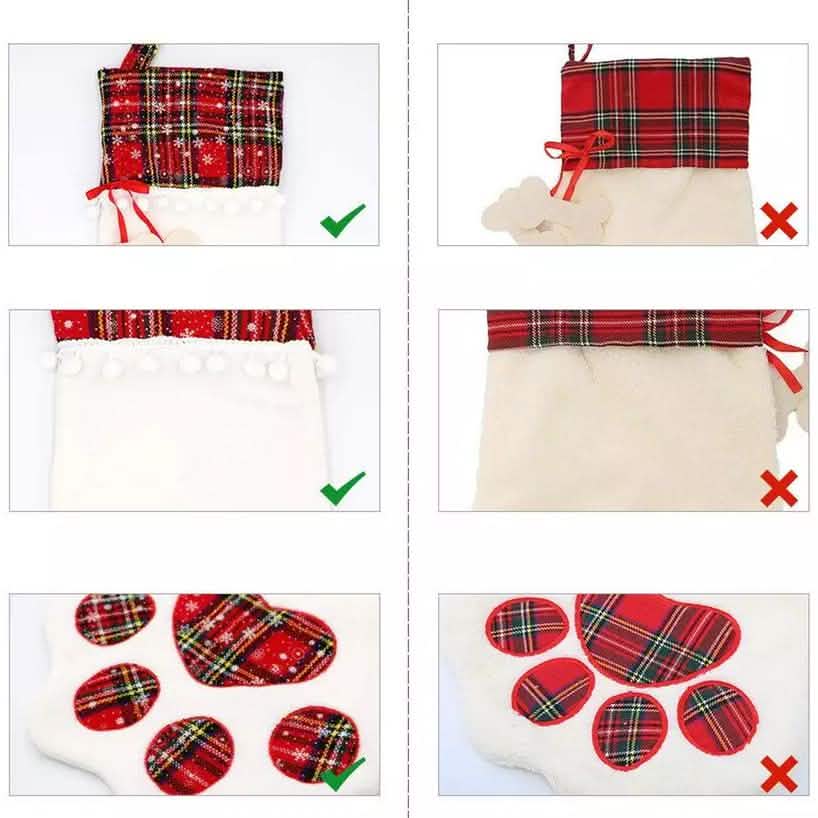 2-Pack: Plaid Christmas Pet Dog Cat Paw Hanging Stocking Socks