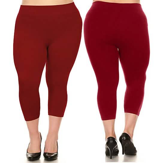 2-Pack: Plus Size Women's Ultra-Soft High Waisted Capri Leggings