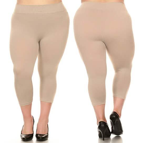 2-Pack: Plus Size Women's Ultra-Soft High Waisted Capri Leggings