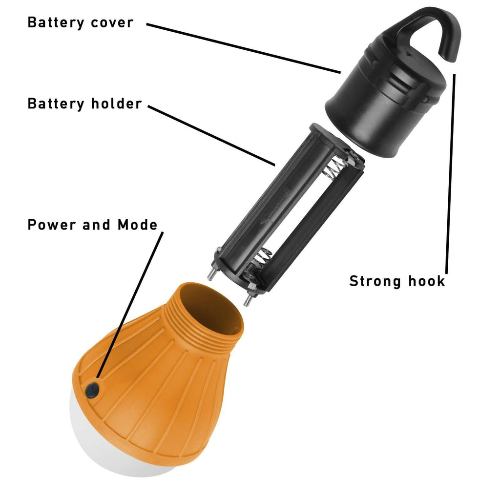 2-Pack: Portable Emergency Light Bulb with Hook