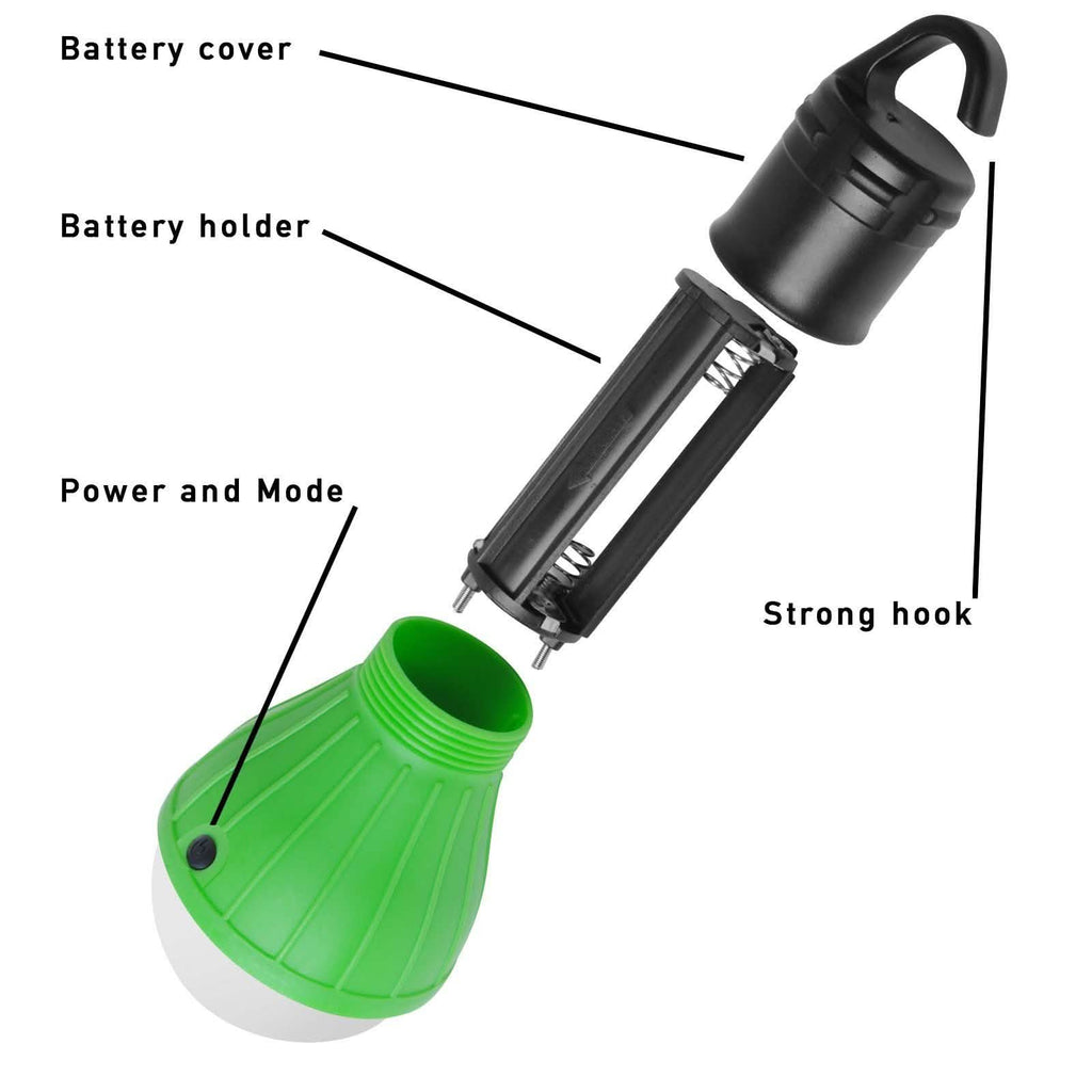 2-Pack: Portable Emergency Light Bulb with Hook