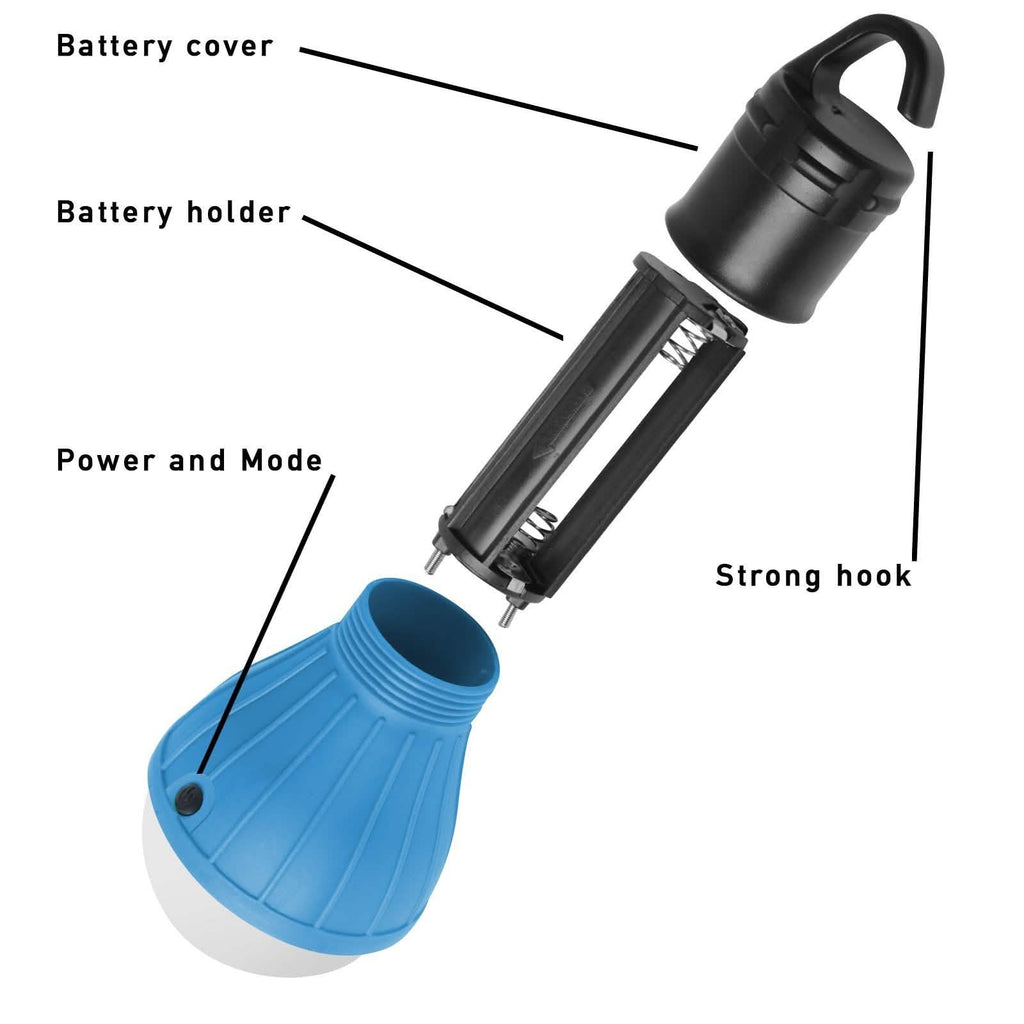 2-Pack: Portable Emergency Light Bulb with Hook
