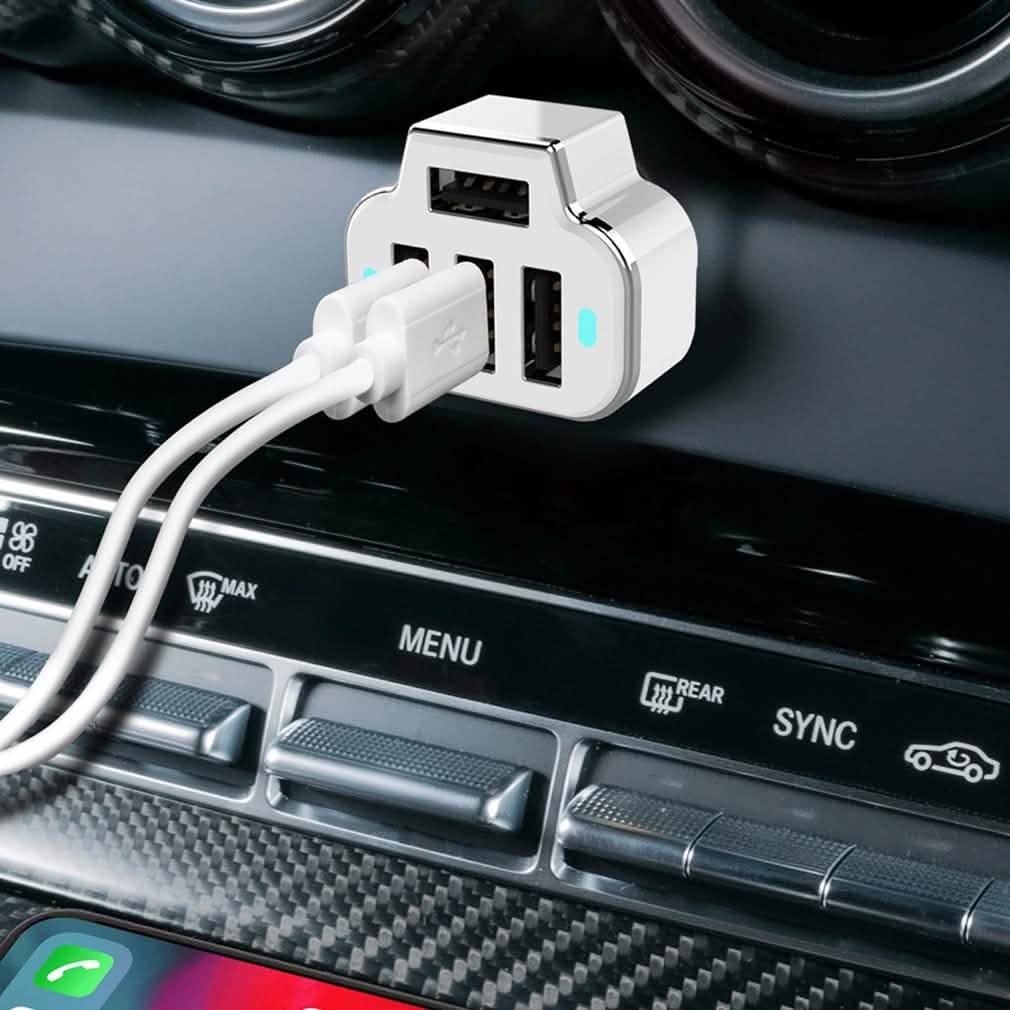2-Pack: PowerUp 4 USB Port Car Charger Adapter