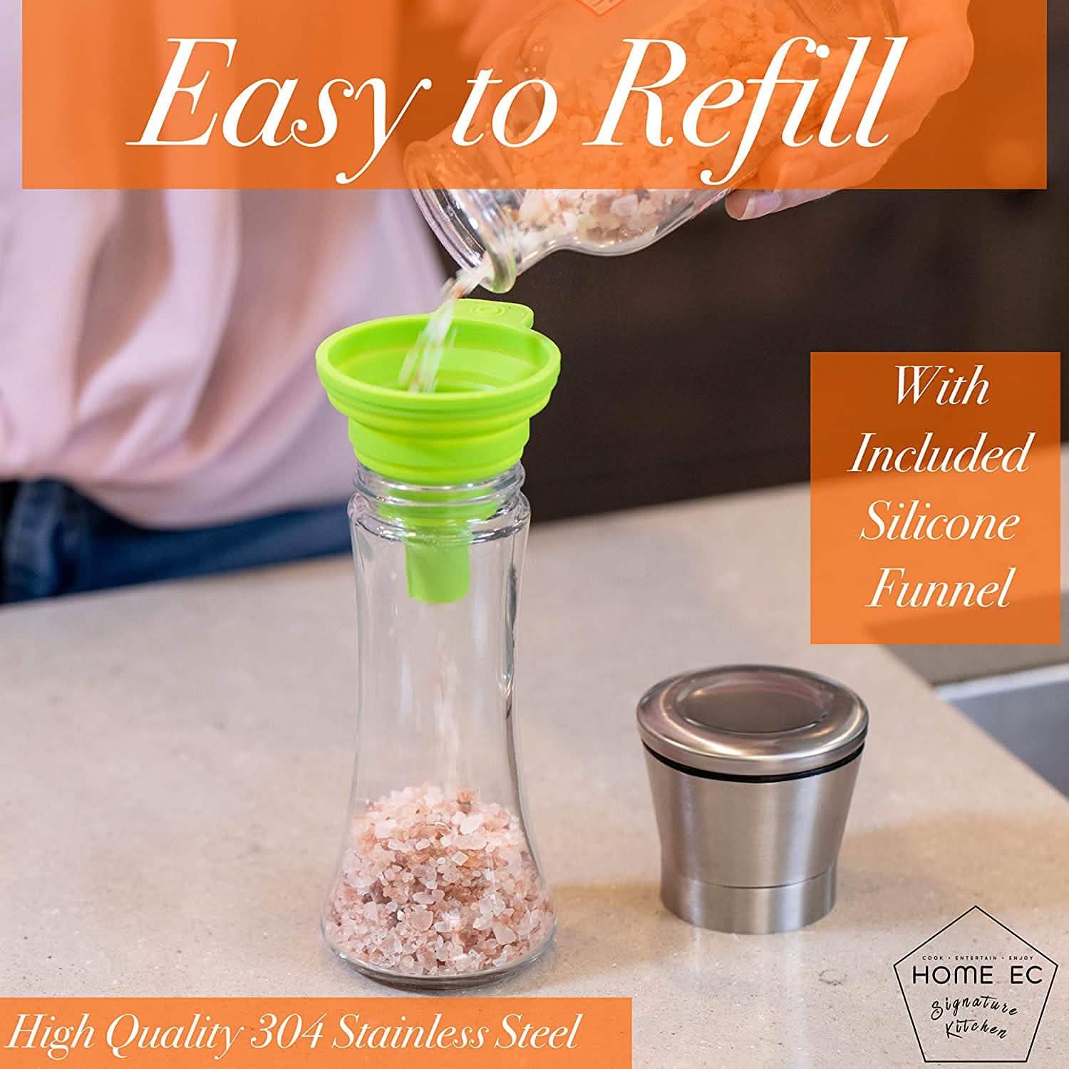 2-Pack: Premium Stainless Steel Salt and Pepper Grinder