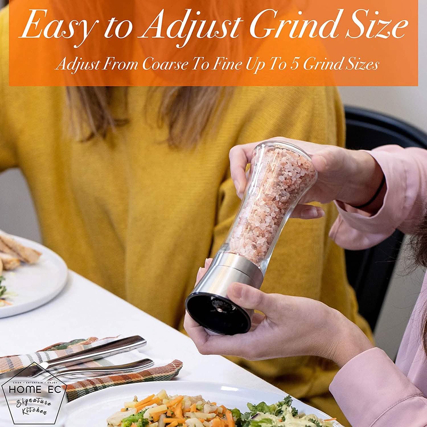 2-Pack: Premium Stainless Steel Salt and Pepper Grinder