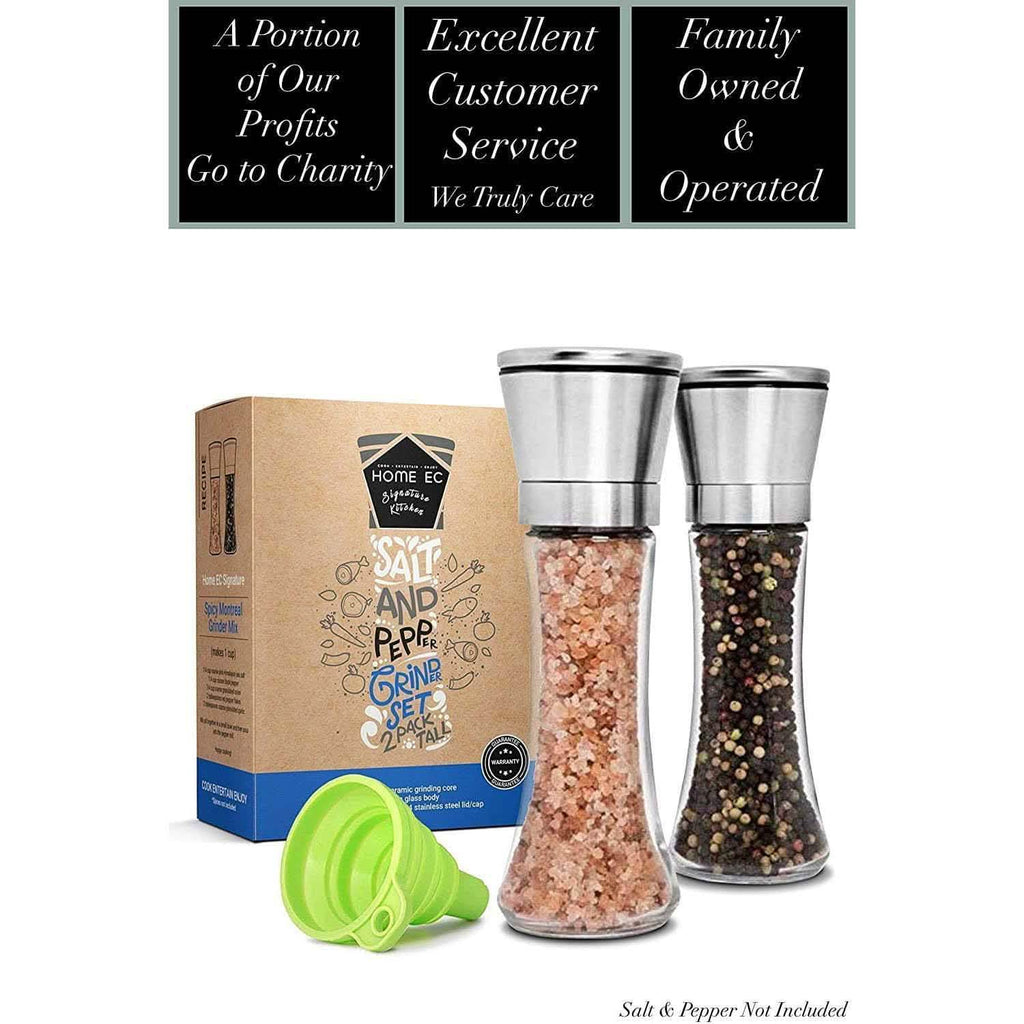 2-Pack: Premium Stainless Steel Salt and Pepper Grinder