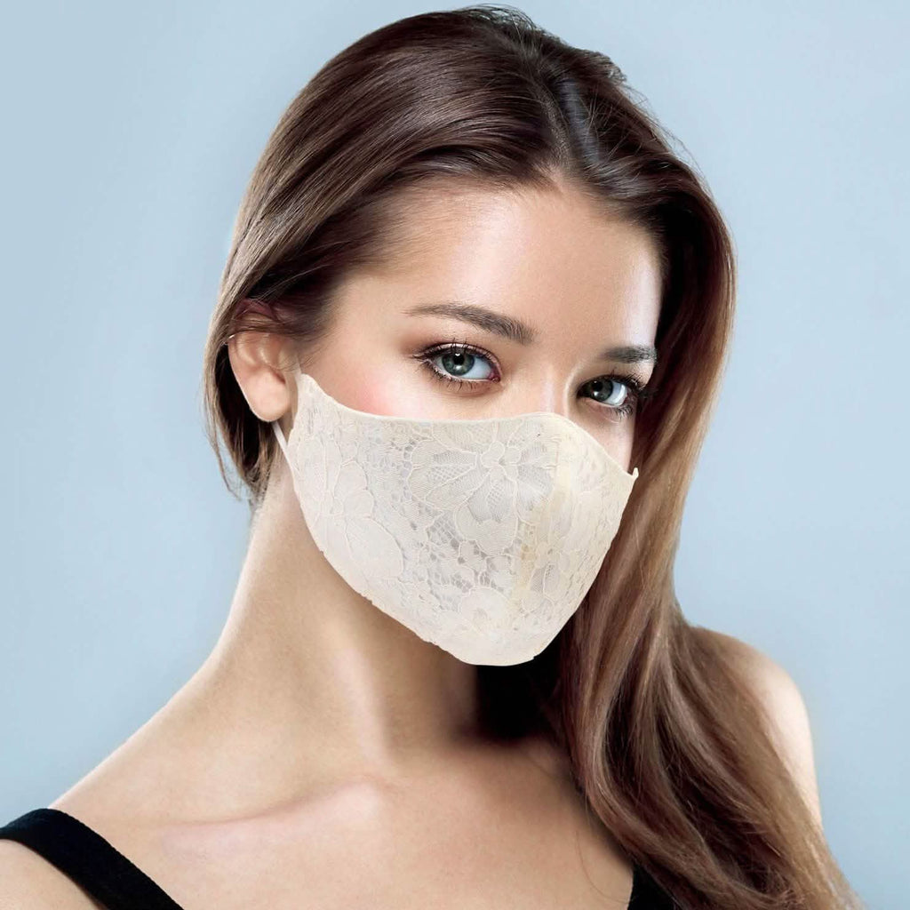 2-Pack: Reusable Washable Fitted Black and White Lace Face Mask