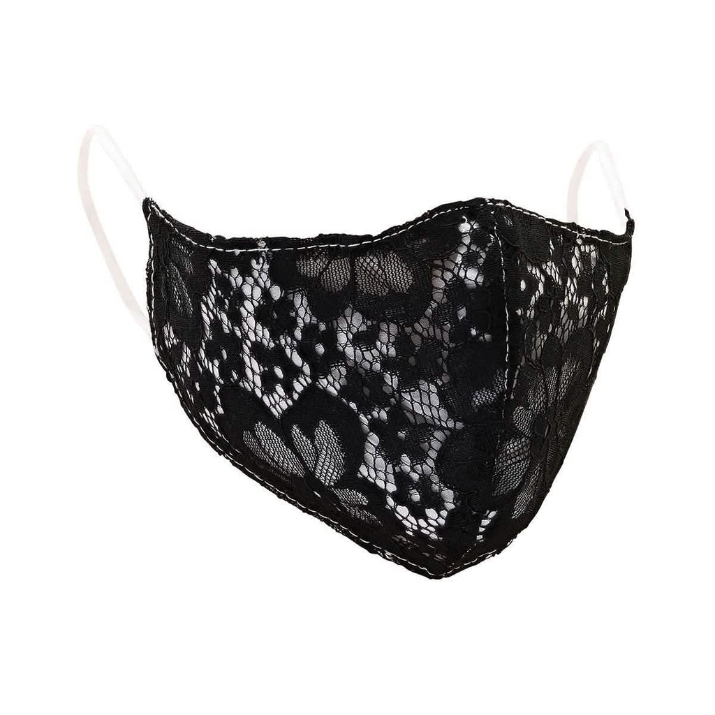 2-Pack: Reusable Washable Fitted Black and White Lace Face Mask