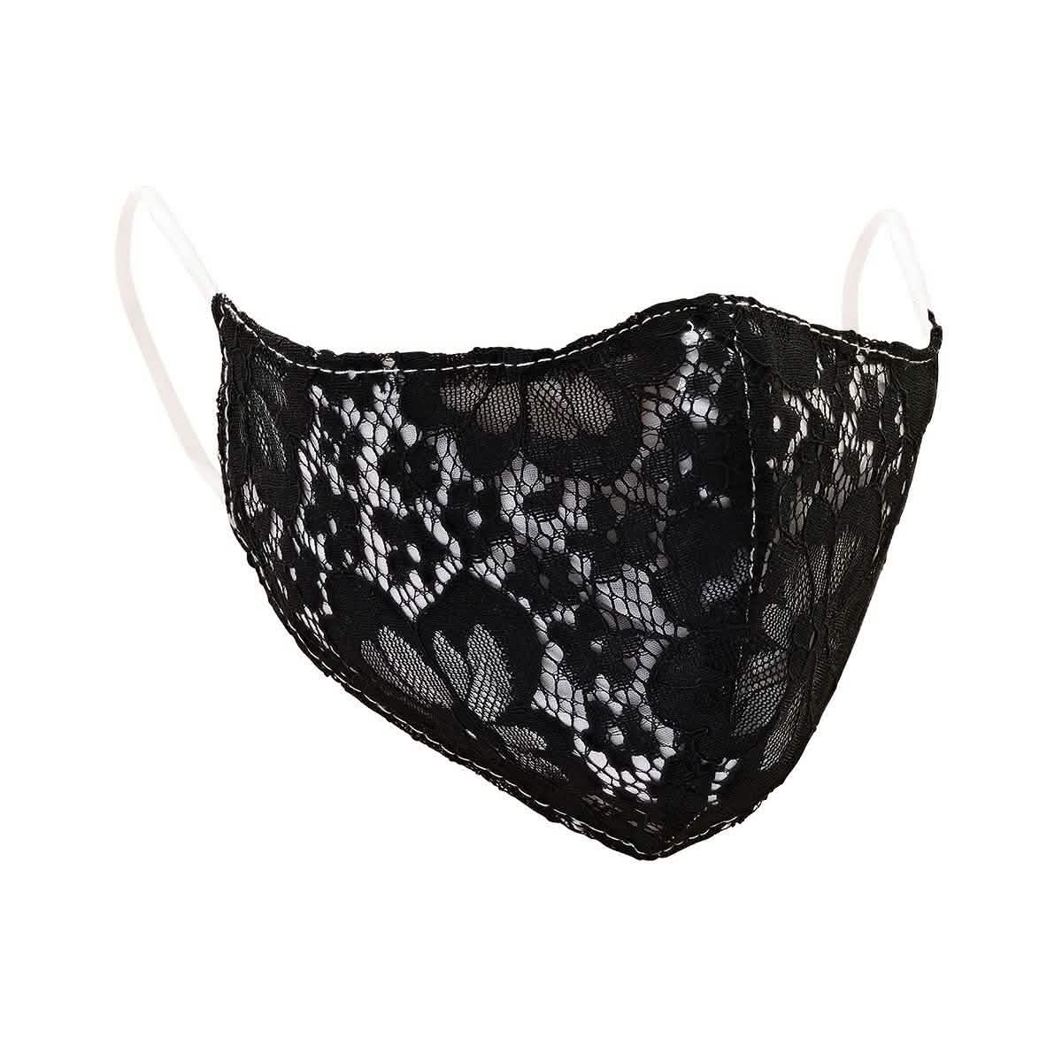 2-Pack: Reusable Washable Fitted Black and White Lace Face Mask