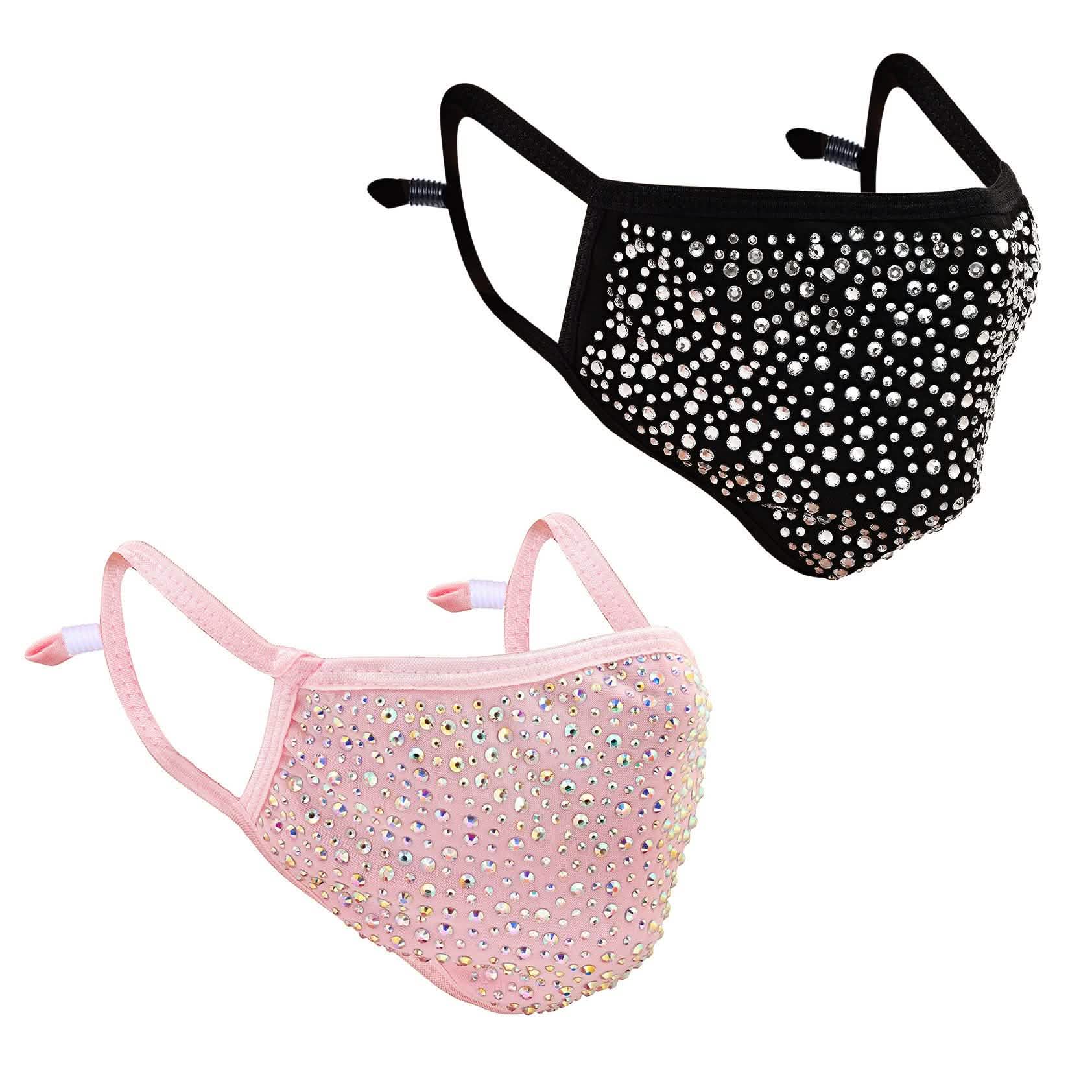 2-Pack: Reusable Washable Fitted Crystal Masks