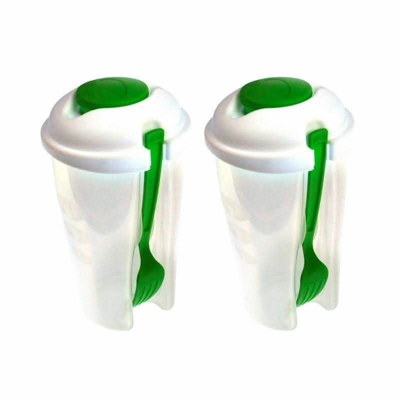 2-Pack: Salad or Lunch To Go Container With Fork & Dressing Cup
