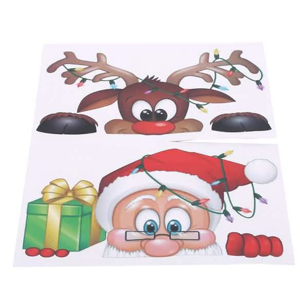 2-Pack: Santa Claus Elk Shop Hotel Christmas Window Double Sided Glass Sticker