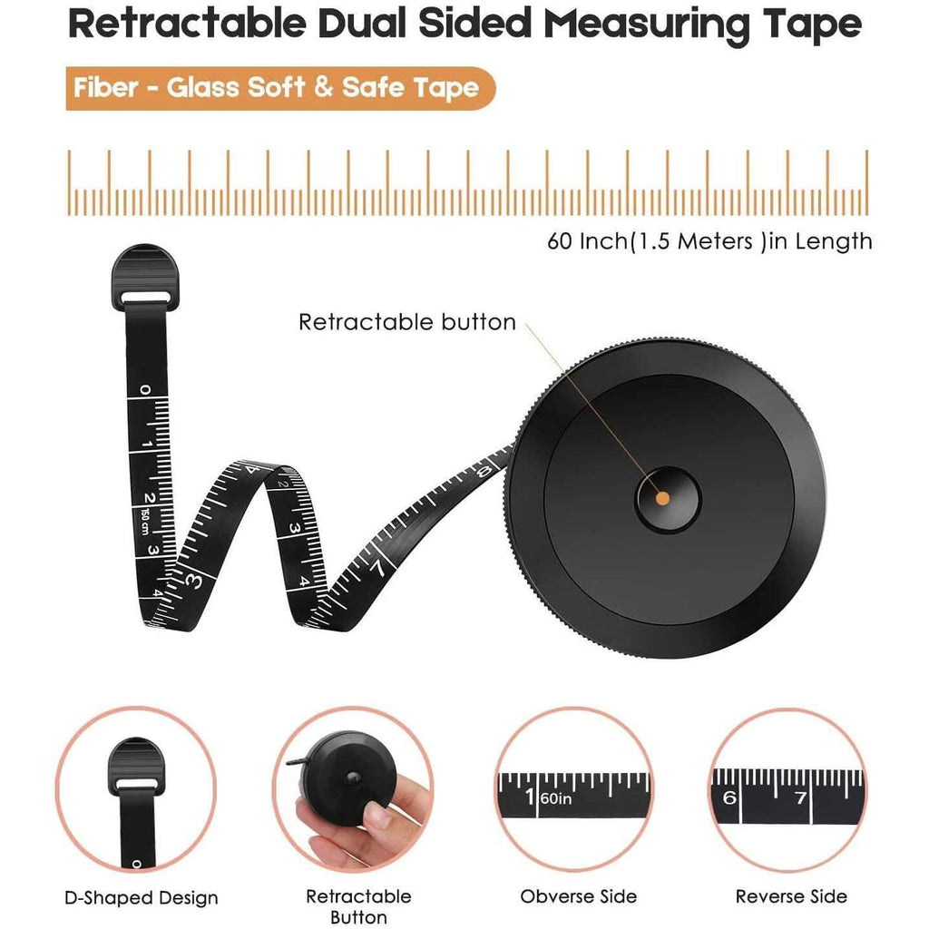 2-Pack: Soft Fashion Pink and Retractable Black Measuring Tape Set