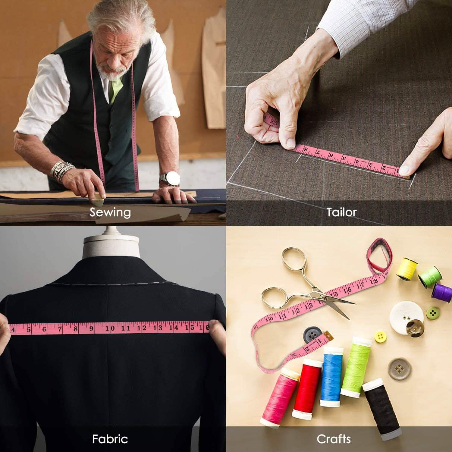2-Pack: Soft Fashion Pink and Retractable Black Measuring Tape Set