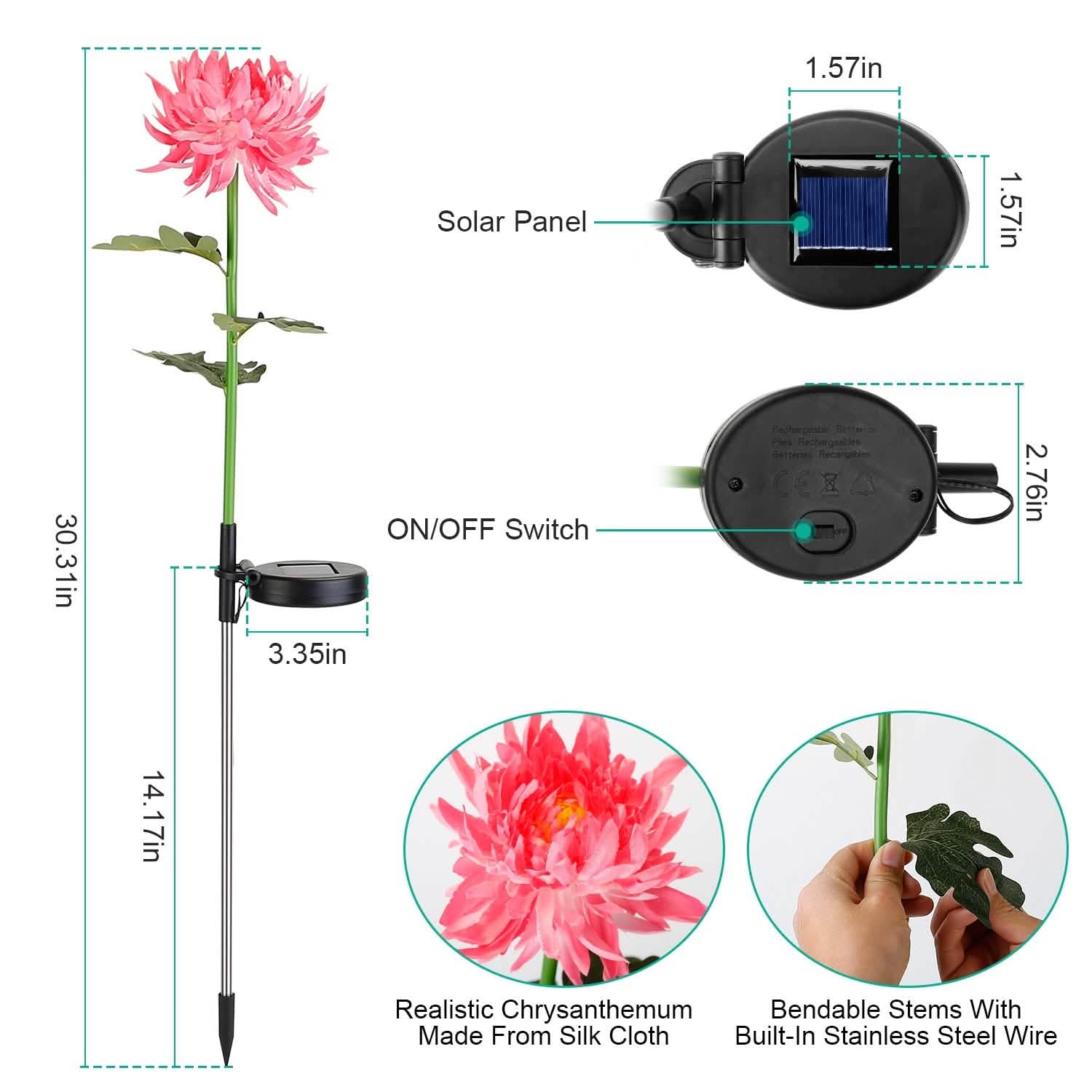 2-Pack: Solar LED Chrysanthemum Lights