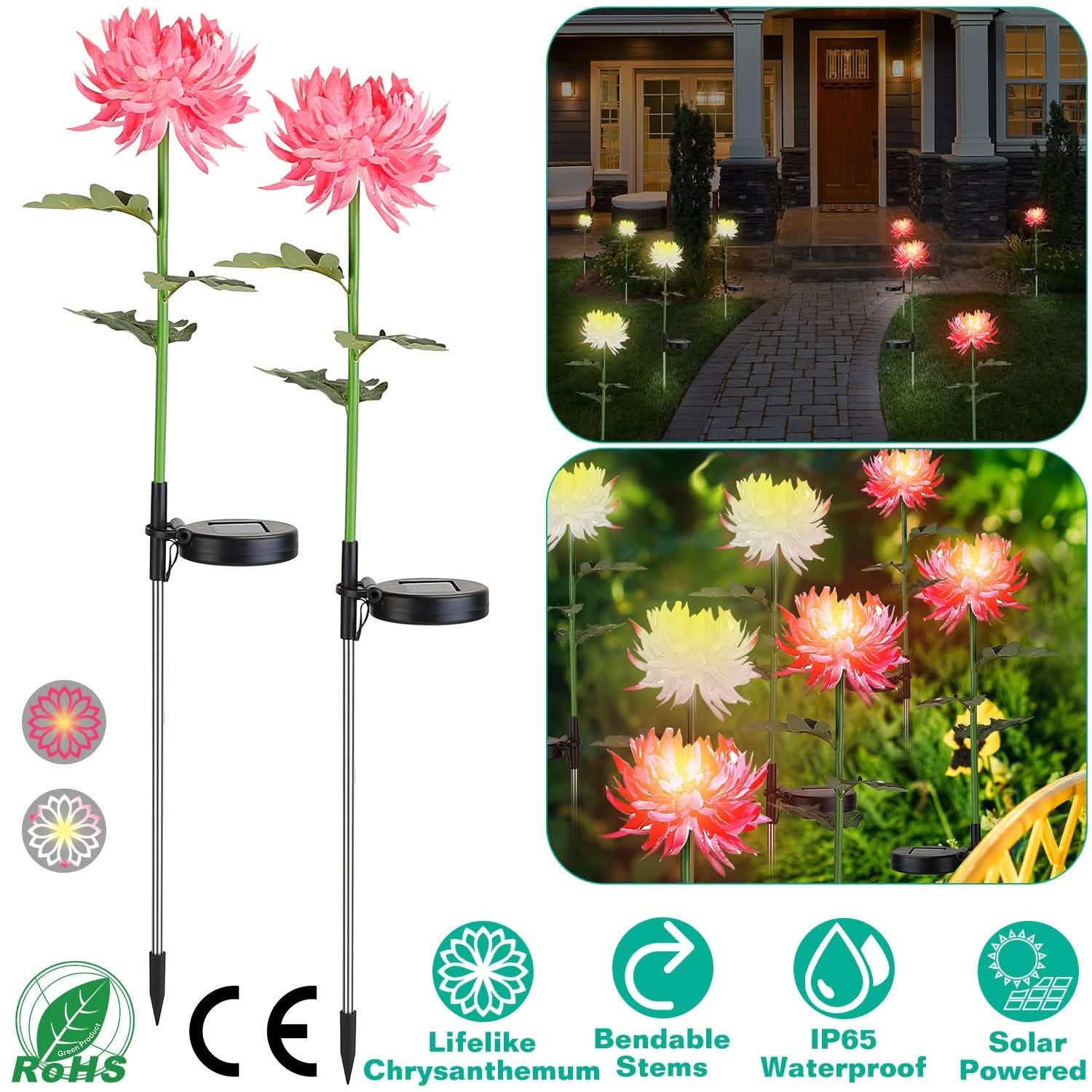 2-Pack: Solar LED Chrysanthemum Lights