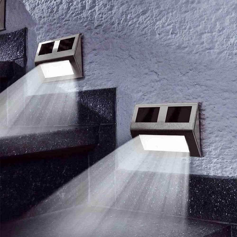 2 Pack: Solar Light 2 LEDs Wall Lamp Waterproof Security Light