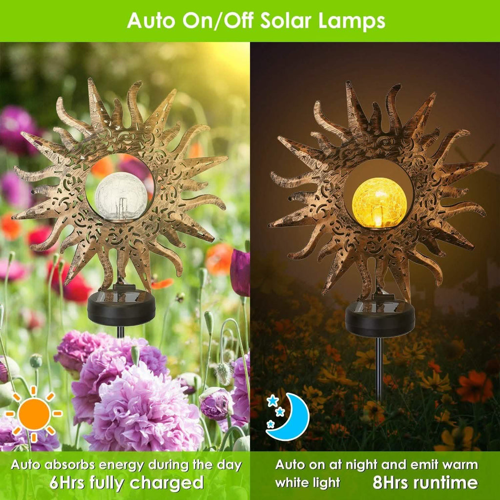 2-Pack: Solar Powered Glass Globe Stake Lamp