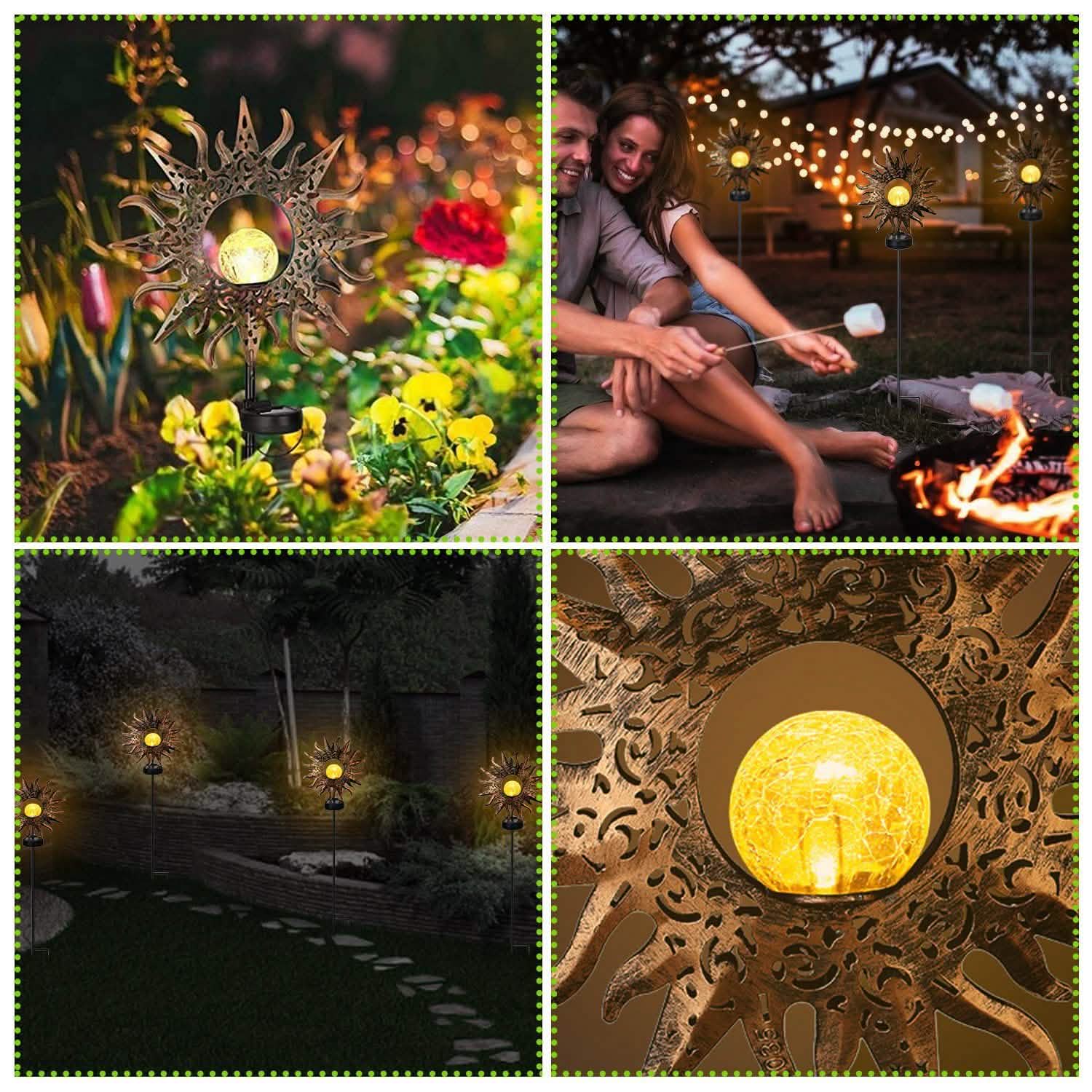 2-Pack: Solar Powered Glass Globe Stake Lamp