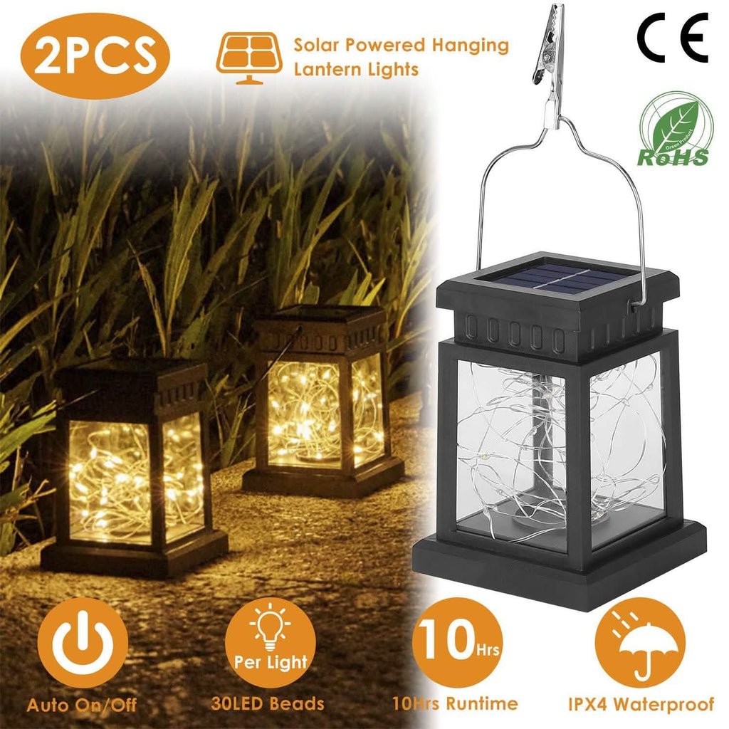 2-Pack: Solar Powered Hanging Lights 30 LED Beads