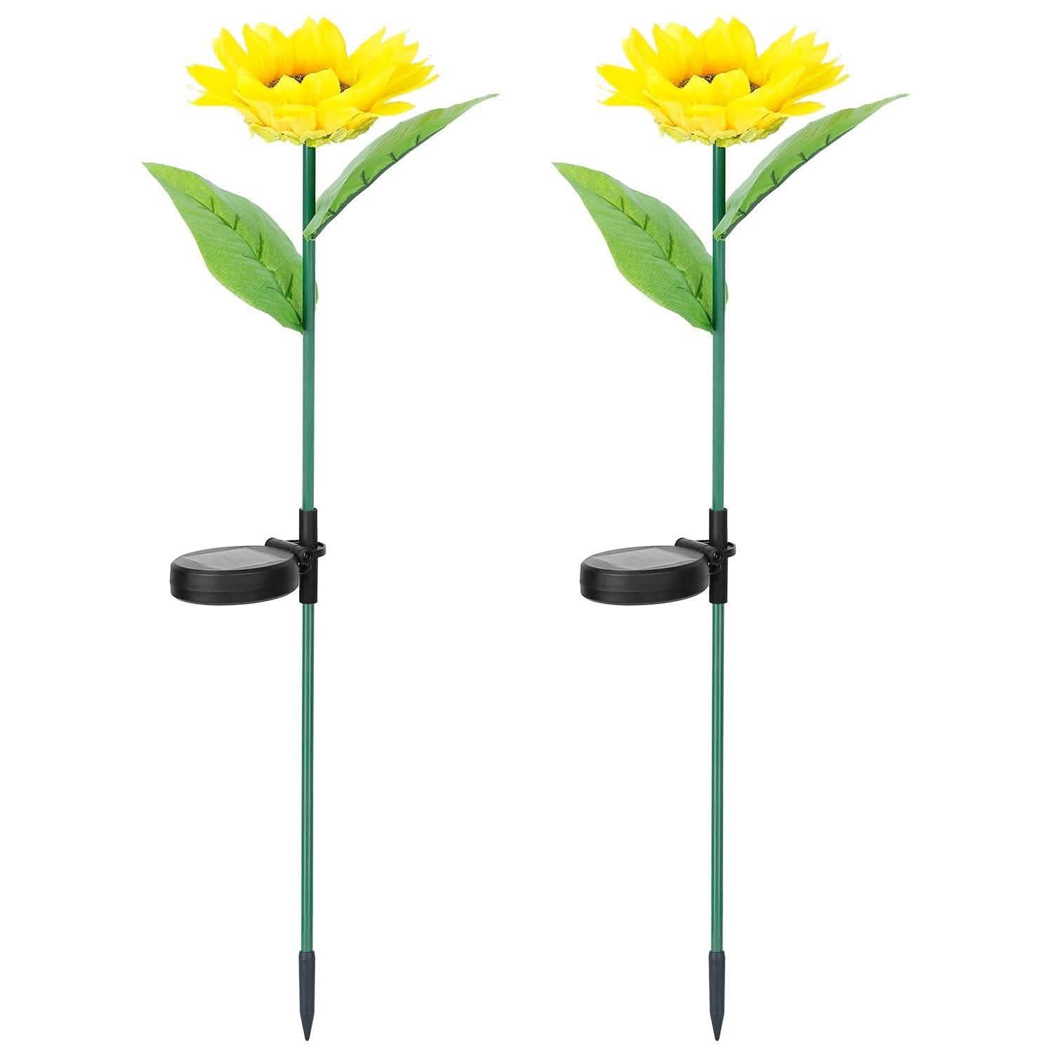 2-Pack: Solar Powered Sunflower Lights LED Decorative Stake Lamp