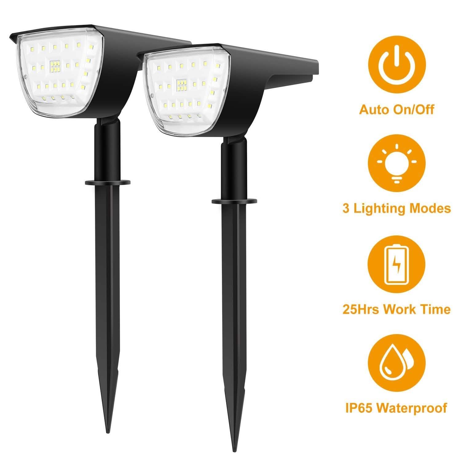 2-Pack: Solarek 32 LEDs Solar Landscape Spotlights