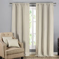 2-Pack: Solid Blackout Textured Curtain Panels with Decorative Pillow Covers