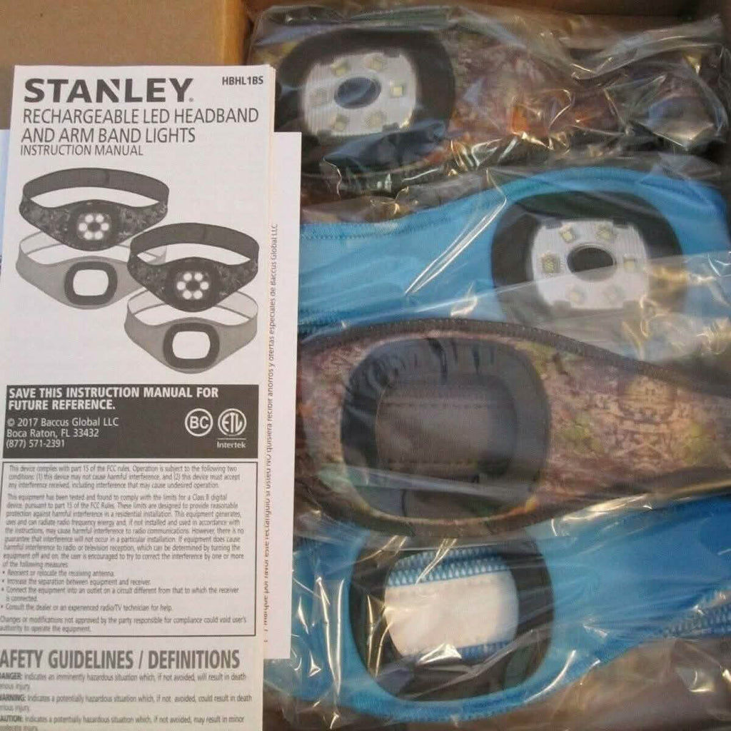 2-Pack: Stanley Rechargeable Ultra Bright Headband LED Lights with Armbands