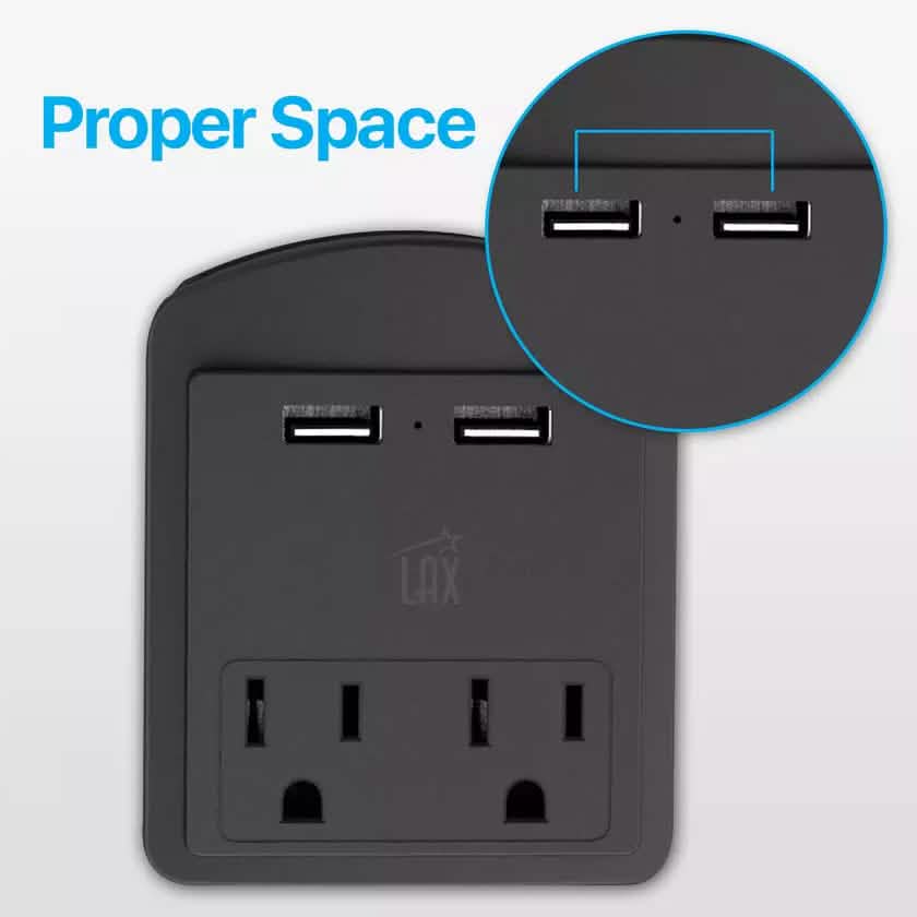 2-Pack: Surge Protector 2 Wall Outlets and 2 USB Ports