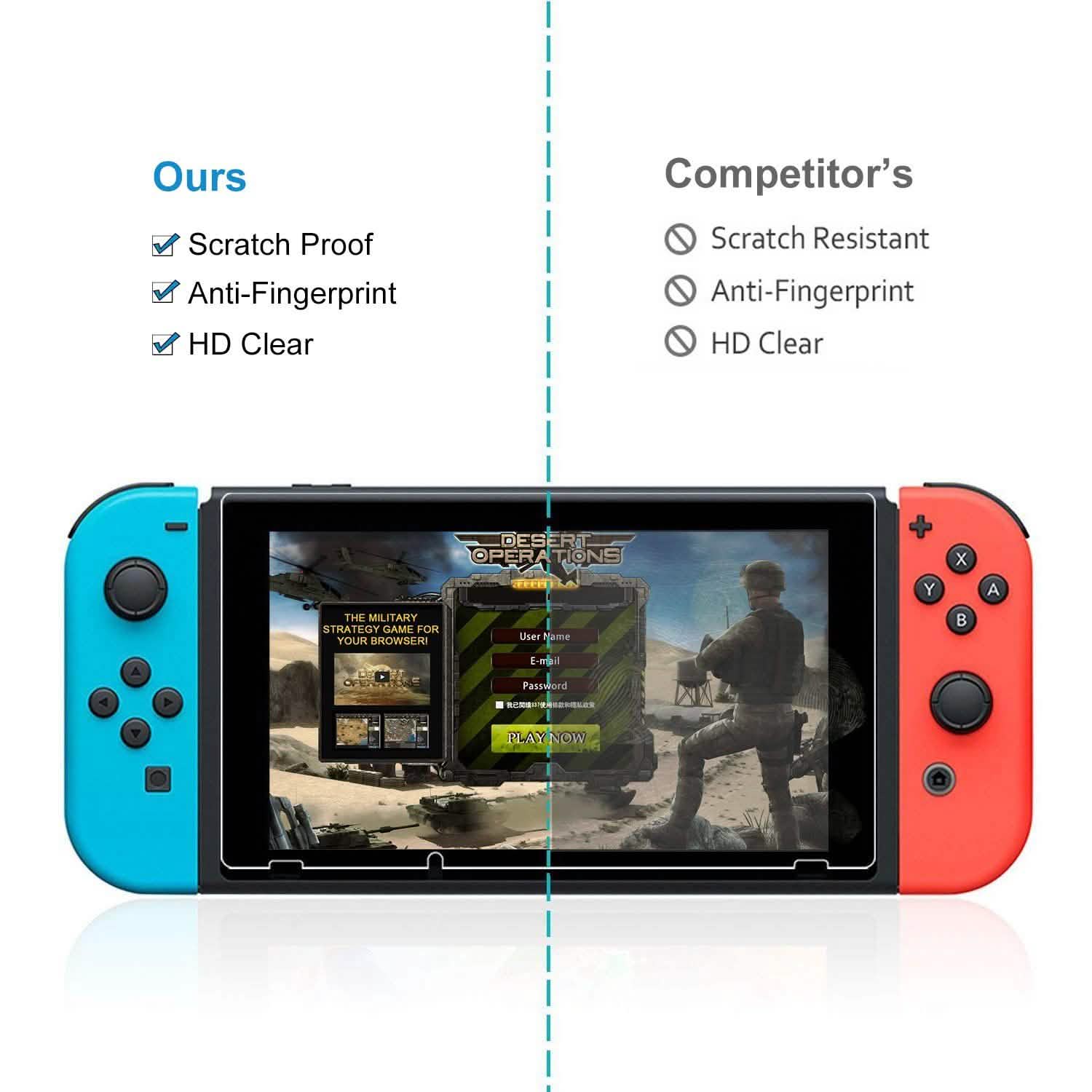 2-Pack: Tempered Glass Screen Protector for Nintendo Switch