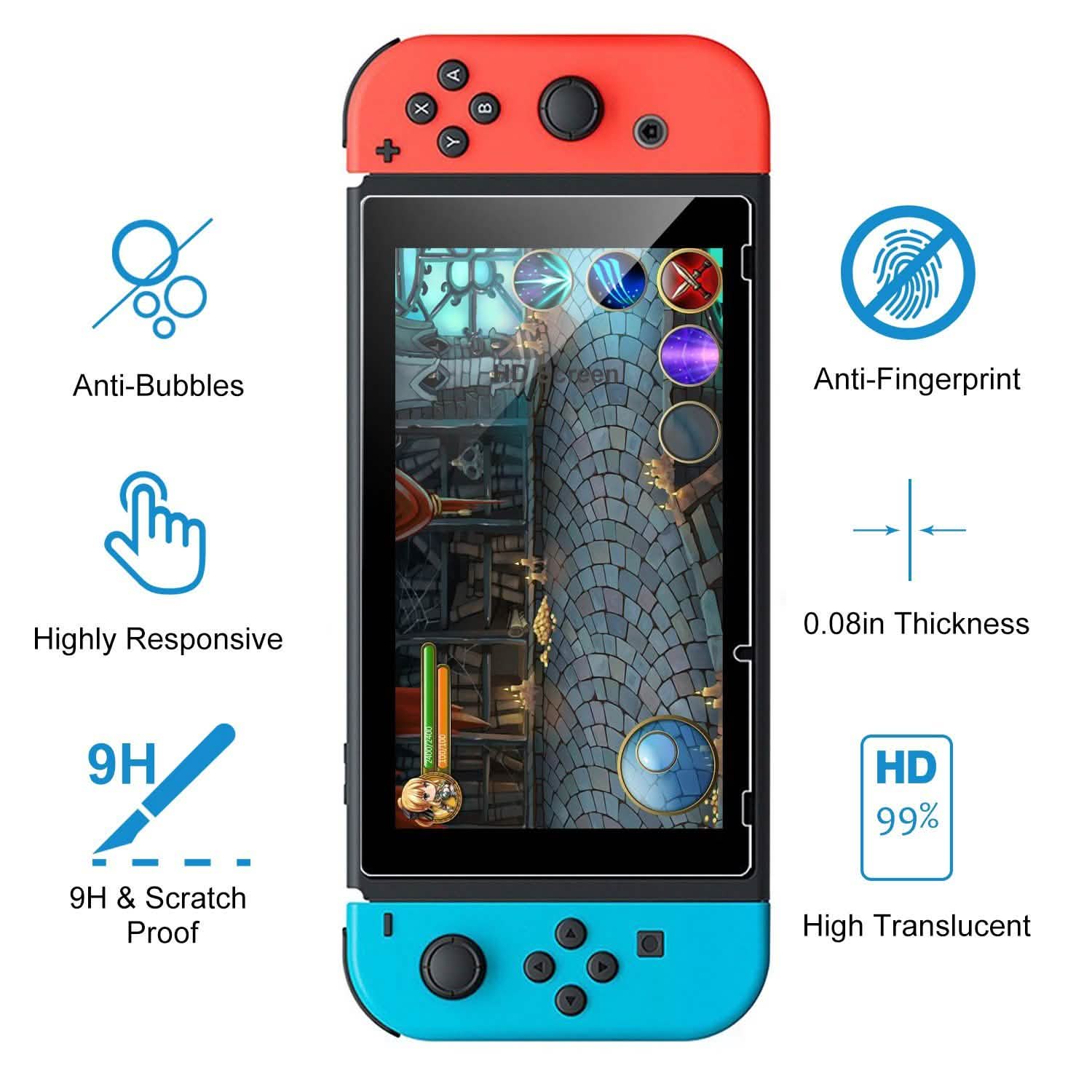 2-Pack: Tempered Glass Screen Protector for Nintendo Switch