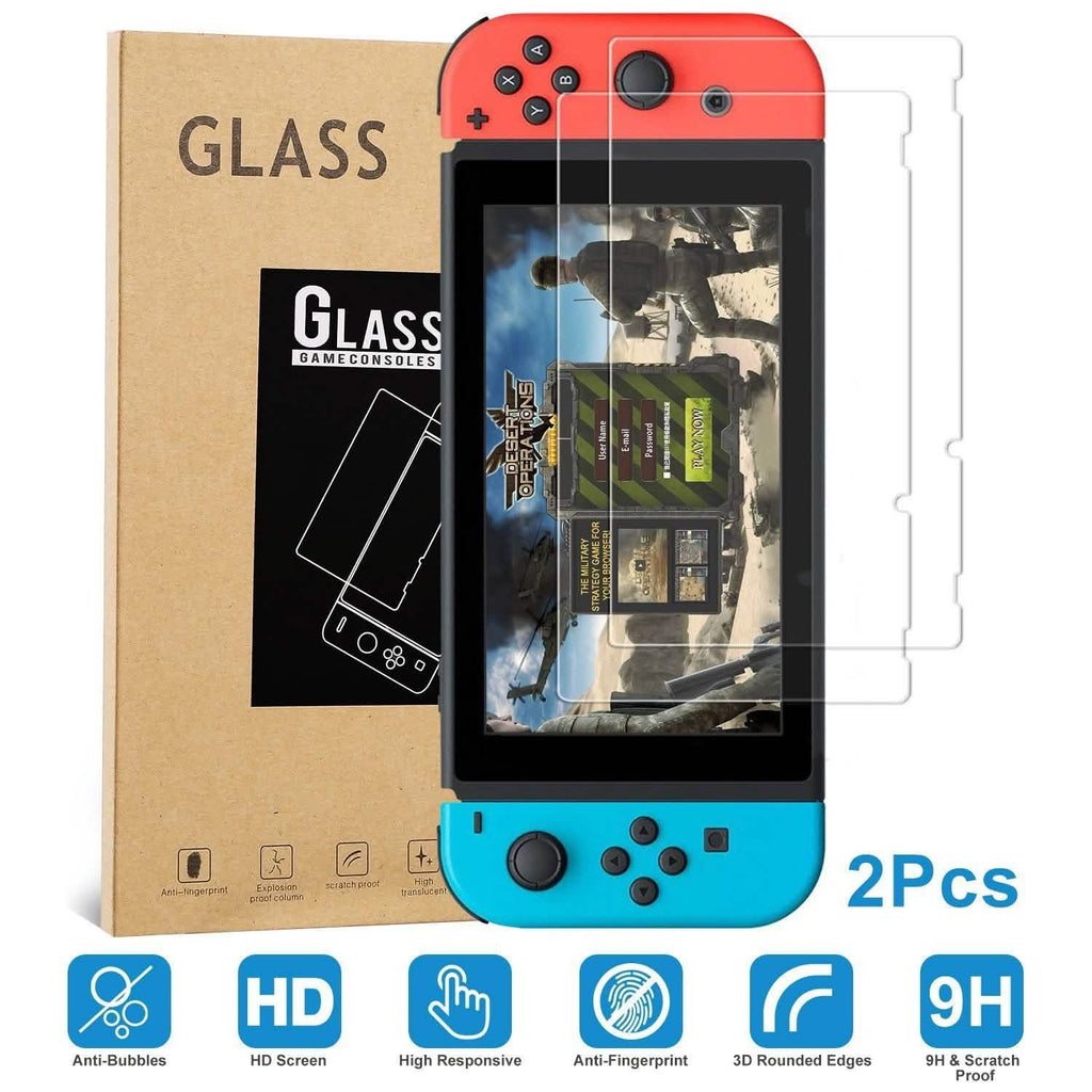 2-Pack: Tempered Glass Screen Protector for Nintendo Switch