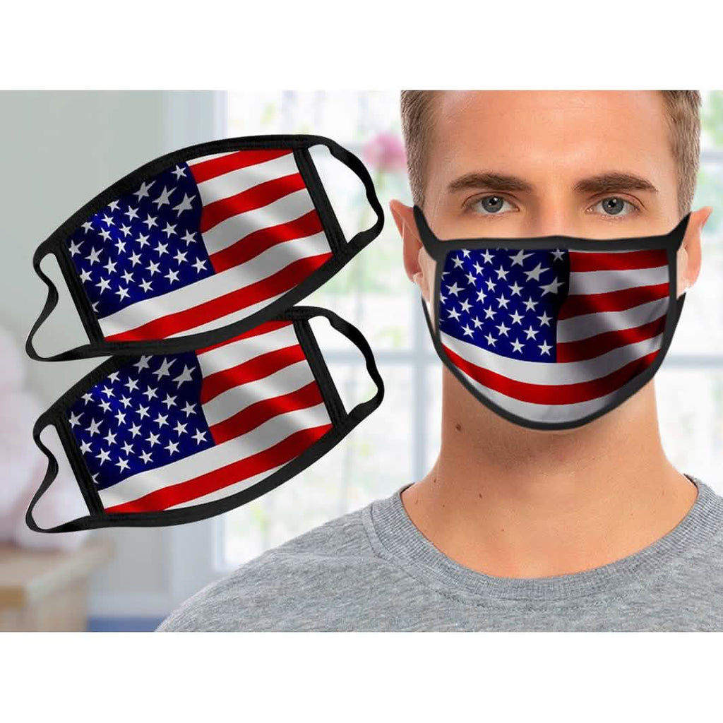 2-Pack: USA American Flag Reusable Washable Mask