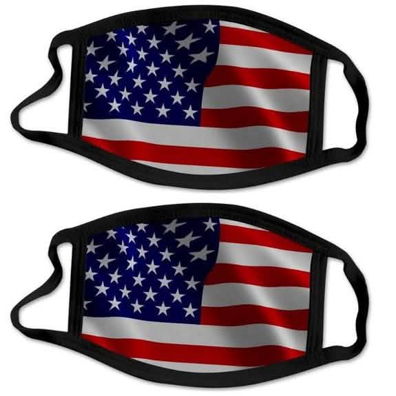 2-Pack: USA American Flag Reusable Washable Mask