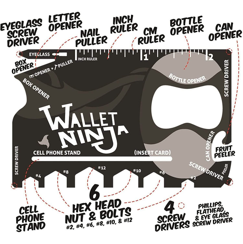 2-Pack: Wallet Ninja 18-in-1 Credit Card Sized Multi-tool