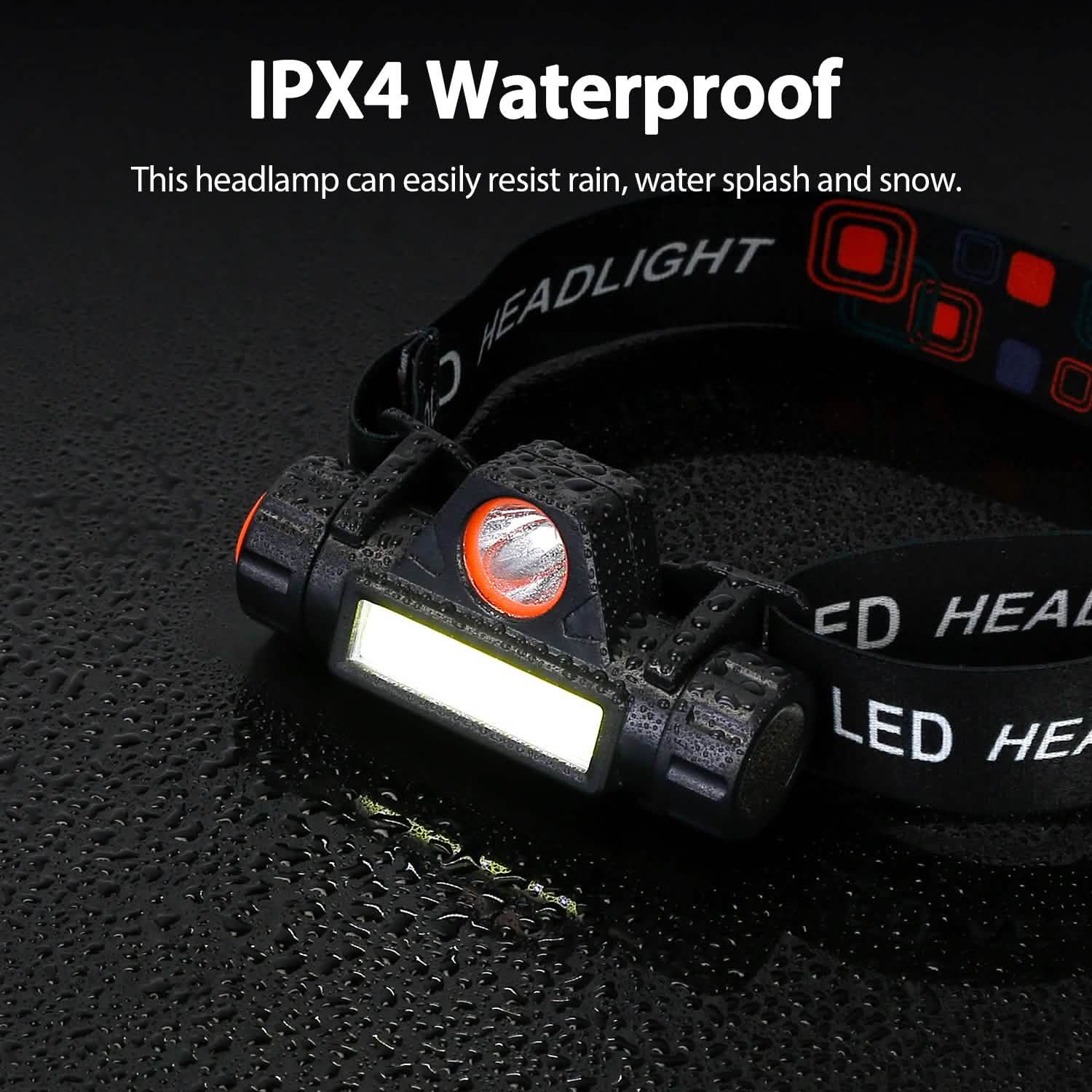 2-Pack: Waterproof Rechargeable Headlamp
