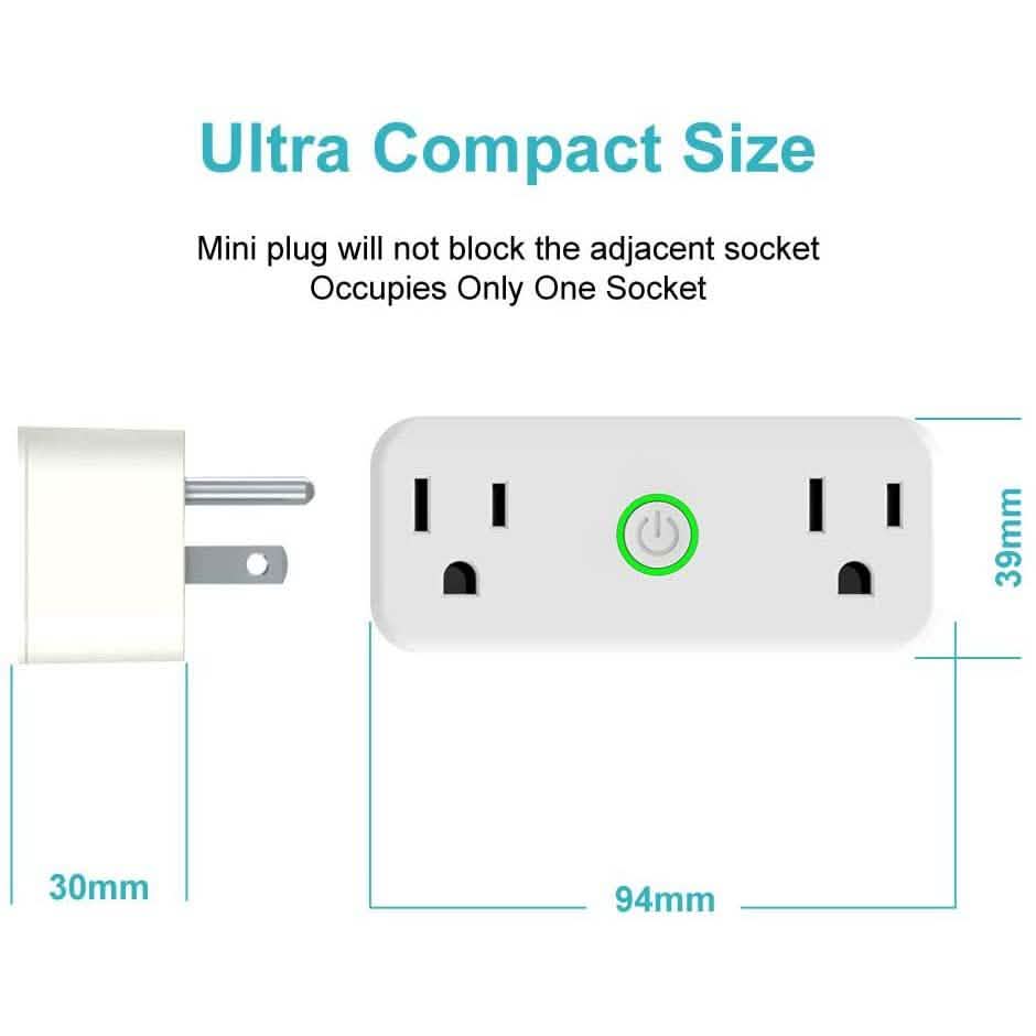2-Pack: WIFI Smart Plug 10A Dual Smart individually Outlet