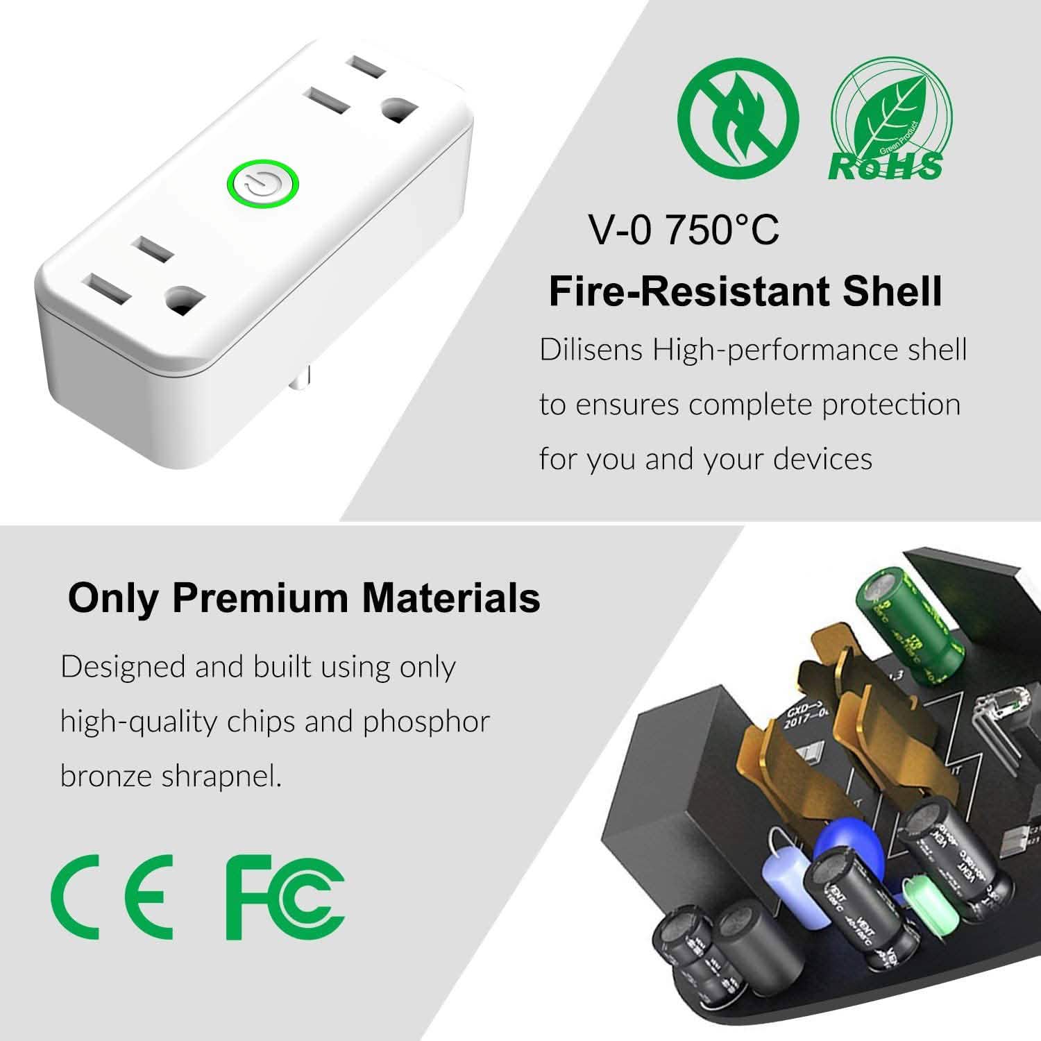 2-Pack: WIFI Smart Plug 10A Dual Smart individually Outlet