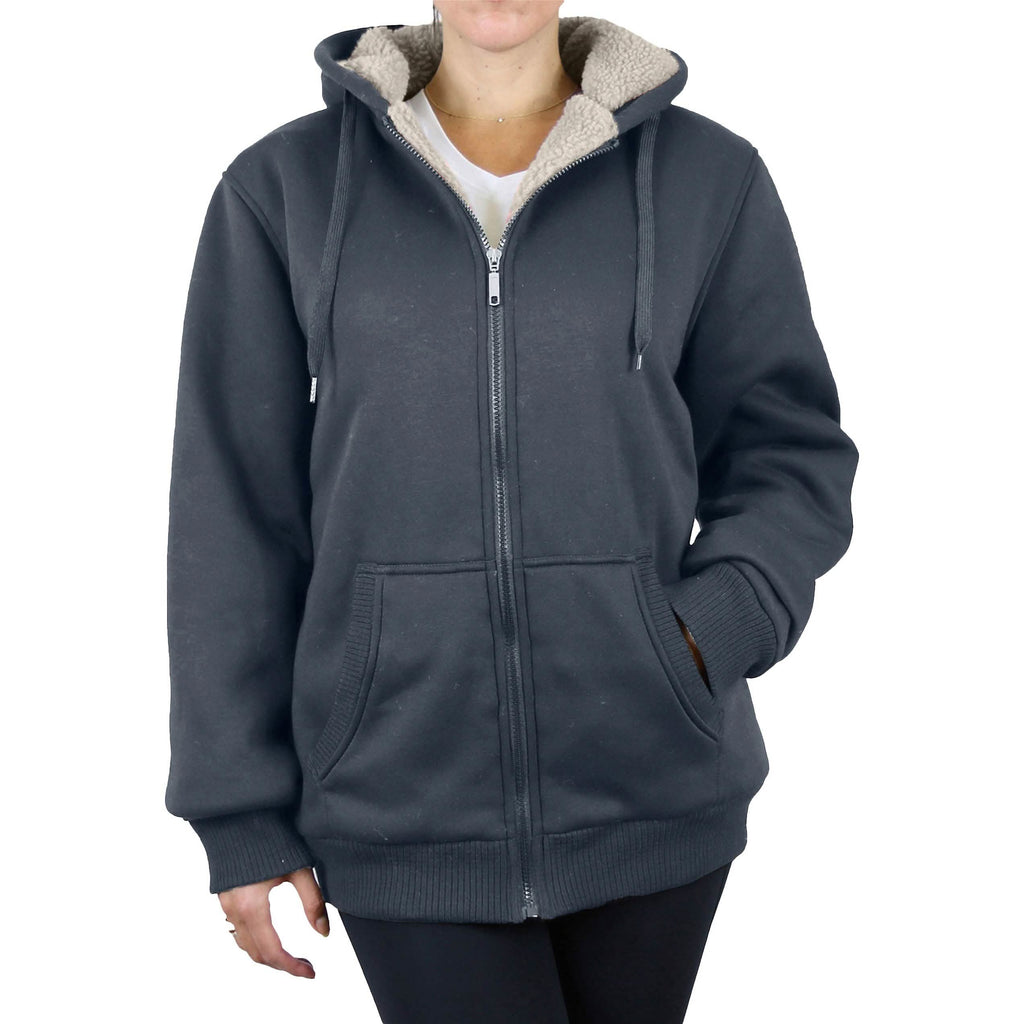 2-Pack: Women's Heavyweight Loose Fitting Sherpa Fleece-Lined Hoodie Sweater