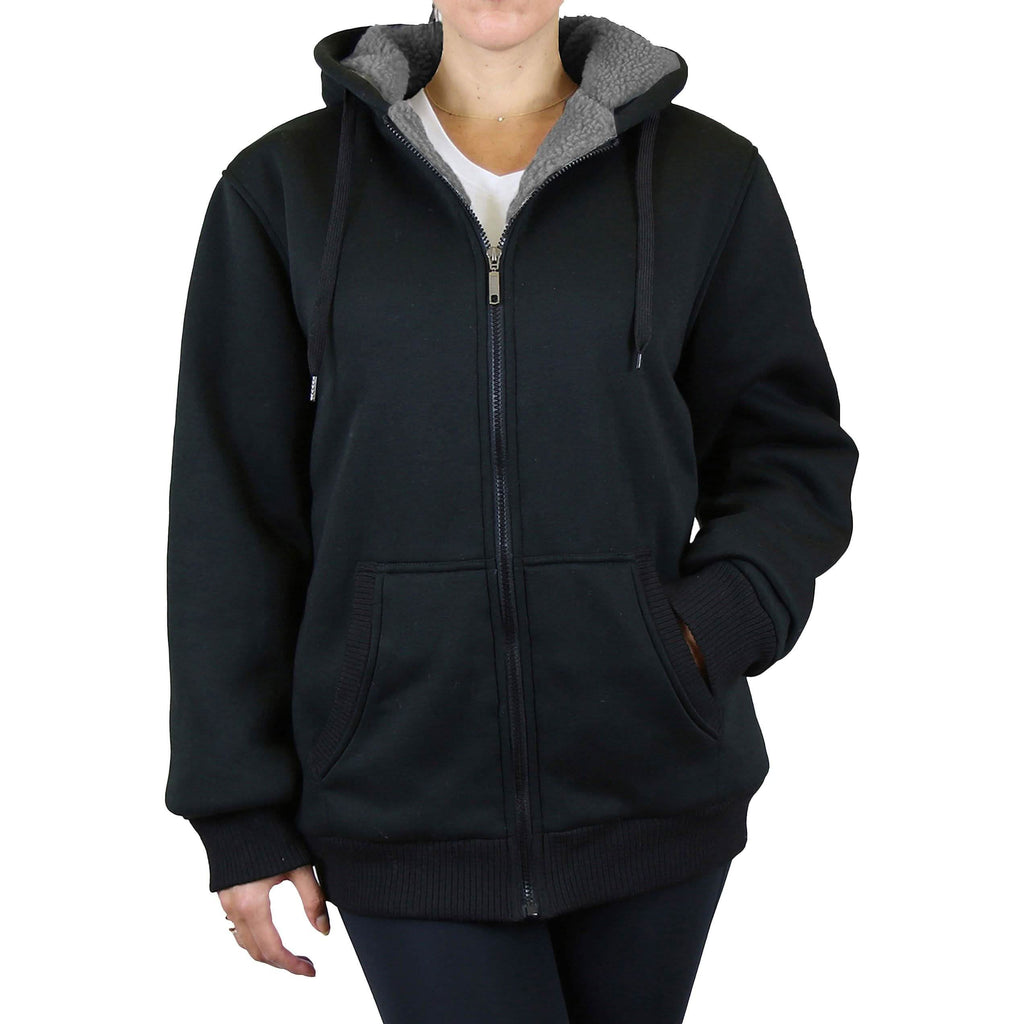 2-Pack: Women's Heavyweight Loose Fitting Sherpa Fleece-Lined Hoodie Sweater
