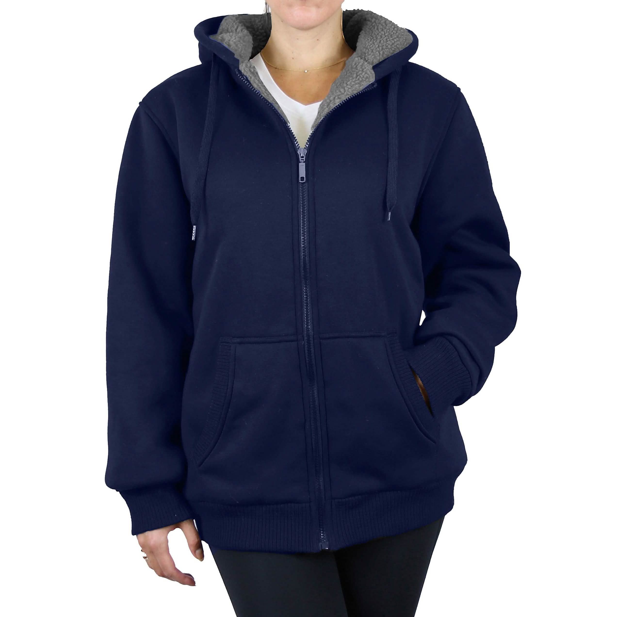 2-Pack: Women's Heavyweight Loose Fitting Sherpa Fleece-Lined Hoodie Sweater