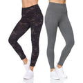 2-Pack: Women's High Waist Active Full Length Leggings with Camo and Solid Print