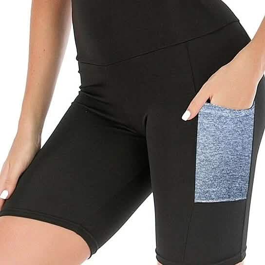 2-Pack: Women's High Waisted Biker Shorts With Pockets