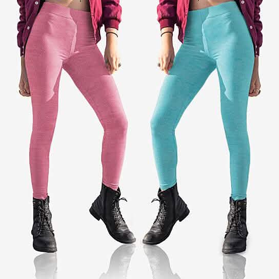 2-Pack: Women's Space Dye Seamless Ankle Length Lightweight Leggings